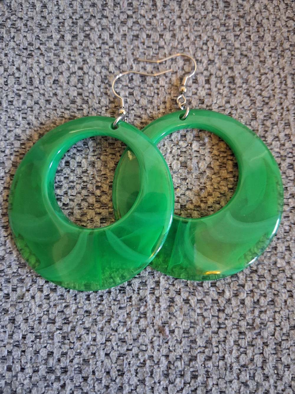 Green Hoop Resin Drop Earrings - Women Jewelry